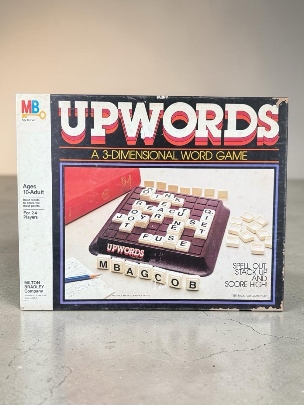 1984 Milton Bradly Co UPWORDS A 3-Dimensional Word Game